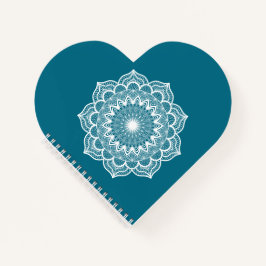 Cuaderno Mandalá Blanco sobre Fondo Azul