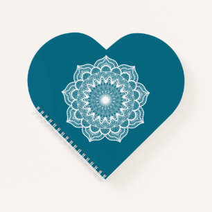 Cuaderno Mandalá Blanco sobre Fondo Azul