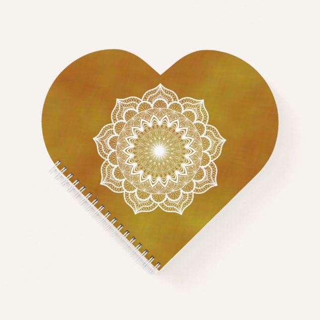 Cuaderno Mandala Blanco sobre Fondo Dorado (Anverso)