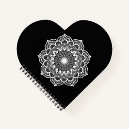 Cuaderno Mandala Blanco sobre Fondo Negro