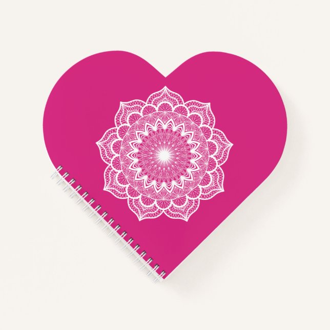 Cuaderno Mandala Blanco sobre Fondo Rosa (Anverso)