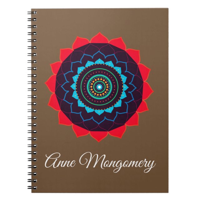 Cuaderno Mandala, bloc de notas de espiral de nombre person (Frente)