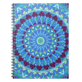 Cuaderno Mandala Boho Meditación Sueños de Medianoche Azul
