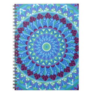 Cuaderno Mandala Boho Meditación Sueños de Medianoche Azul