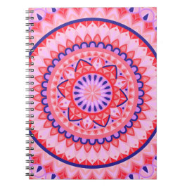 Cuaderno Mandalá Boho Rosa Patrón Geométrico de Autocuidado