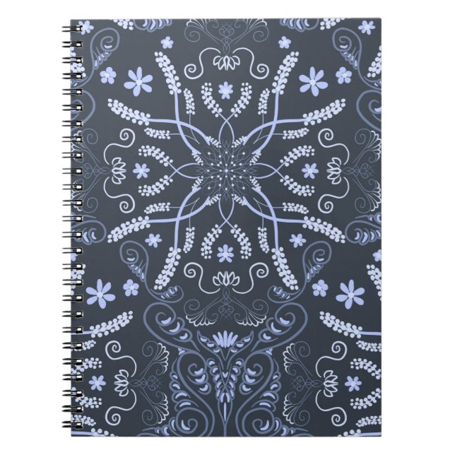 Cuaderno Mandala Botánica Azul Medianoche (Frente)