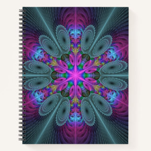 Cuaderno Mandalá Colorido Arte Fractal Impactante Caleidosc