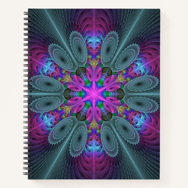 Cuaderno Mandala Colorido y llamativo arte fractal Kaleidos (Anverso)