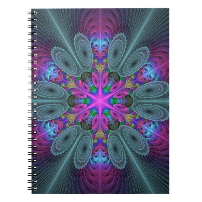 Cuaderno Mandala Colorido y llamativo arte fractal Kaleidos (Frente)