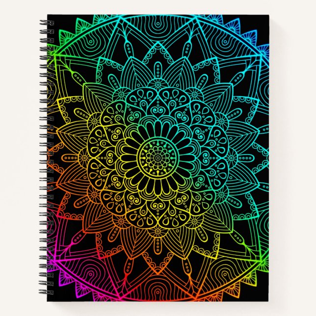 Cuaderno Mandalá de Arcoíris Negro  (Anverso)