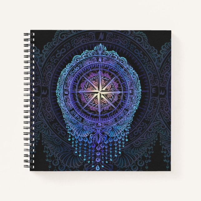 Cuaderno Mandala de brújula celeste (Anverso)