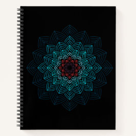 Cuaderno Mandalá de Flor de Aqua y Rojo