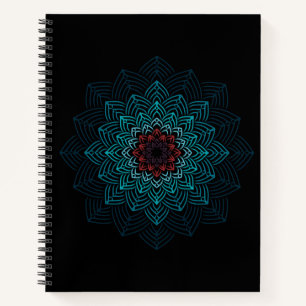 Cuaderno Mandalá de Flor de Aqua y Rojo