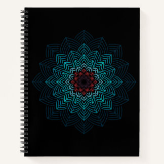 Cuaderno Mandalá de Flor de Aqua y Rojo