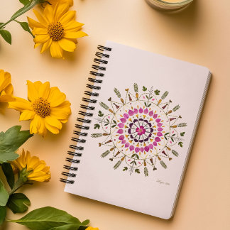 Cuaderno Mandalá de Flor Prensada Hecho a Mano por S.Frigui
