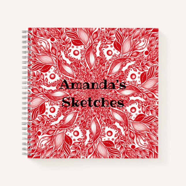 Cuaderno Mandala de hoja roja (Anverso)