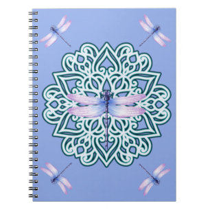 Cuaderno Mandalá de libélula elegante púrpura caprichosa