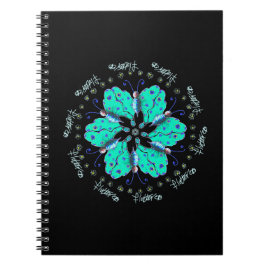 Cuaderno Mandala de mariposa azul flutter aqua