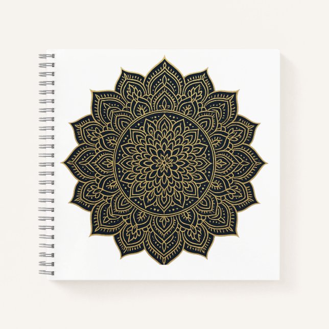 Cuaderno Mandala de oro y marina (Anverso)