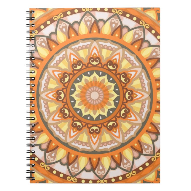 Cuaderno Mandalá de Otoño Acogedor Patrón Geométrico Boho (Frente)