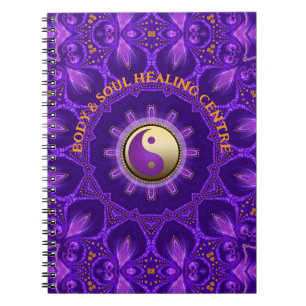 Cuaderno Mándala de sanación energética rosa oro púrpura