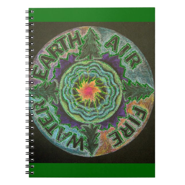 Cuaderno Mandala de Sun de cuatro elementos (Frente)