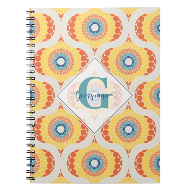 Cuaderno Mandala de verano retro-egean personalizada (Frente)