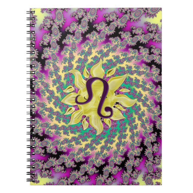 Cuaderno Mandala del fractal de Leo del Rótulo del zodiaco (Frente)