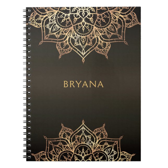 Cuaderno Mandala Dorada Brown Bronce Chic Glamour Moderno G (Frente)