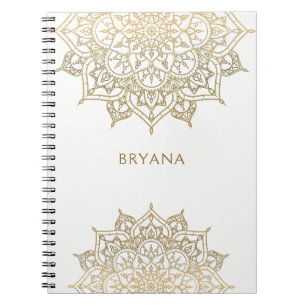 Cuaderno Mandala Dorada Glamour Chic Blanco Glamour Moderno