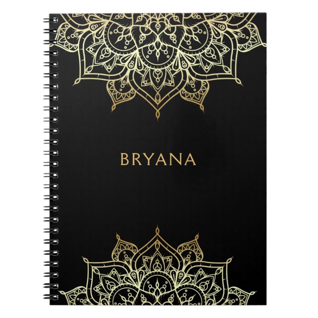 Cuaderno Mandala Dorada Glamour Negro Glamour Moderno (Frente)