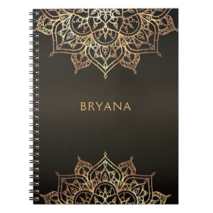 Cuaderno Mandalá Dorado Bronce Marrón Chic Glamour Moderno 