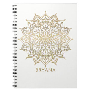 Cuaderno Mandala Dorado Glamour Blanco Chic Moderno Glamour