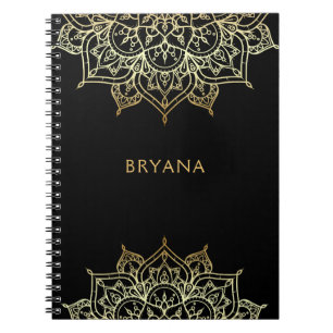 Cuaderno Mandala Dorado Negro Glamour Moderno Glamour