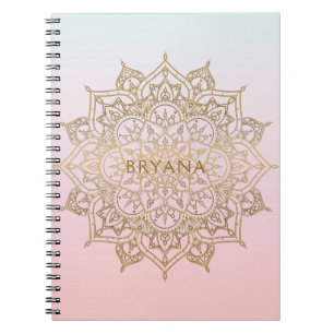 Cuaderno Mandalá Dorado Rosa Melocotón Chic Glamour Moderno