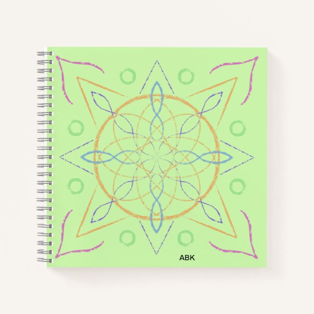 Cuaderno Mandala engastada a mano de múltiples colores (Anverso)