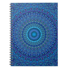 Cuaderno Mandala espiritual azul del jardín de flores
