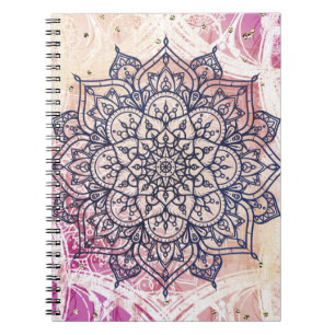Cuaderno Mandala Feliz Aéreo Rosa Púrpura Amarillo Azul y D