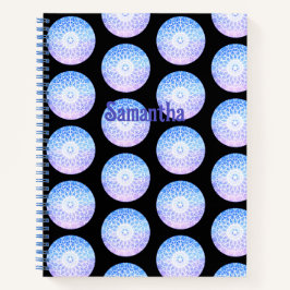 Cuaderno Mandala Floral Morado, Blanco Y Azul