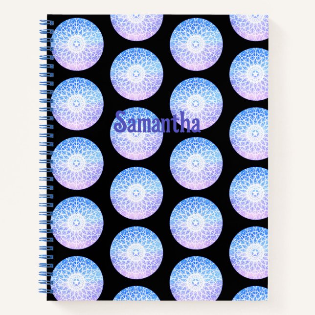 Cuaderno Mandala Floral Morado, Blanco Y Azul (Anverso)