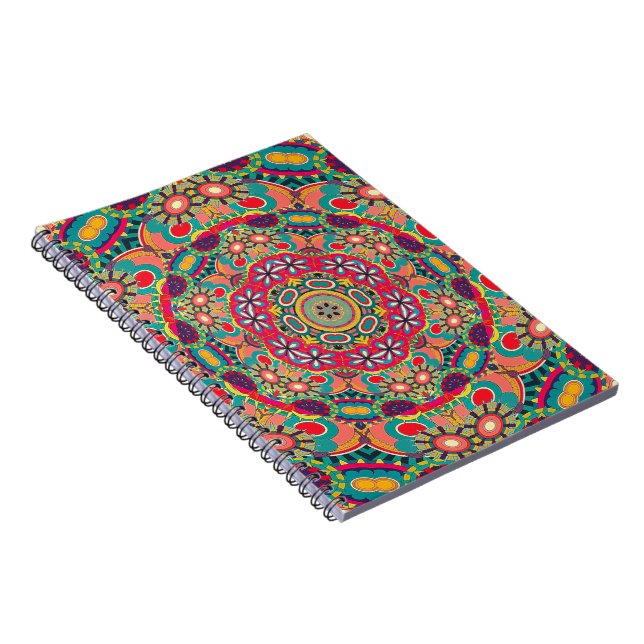 Cuaderno Mandala Floral Retro Psicodélico Hippie Millefiori (Lado Derecho)