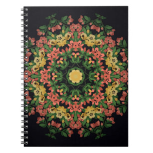Cuaderno Mandala floral: rojo, amarilla.