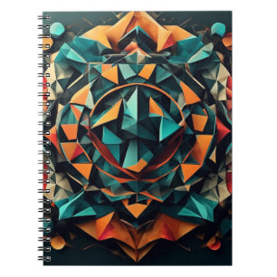 Cuaderno Mandala Fusión geométrica: azul y dinámica Naranja