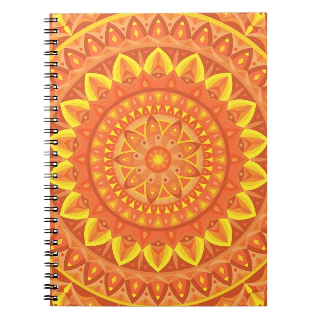 Cuaderno Mandalá Naranja Creativo Boho Geométrico Vibrante (Frente)
