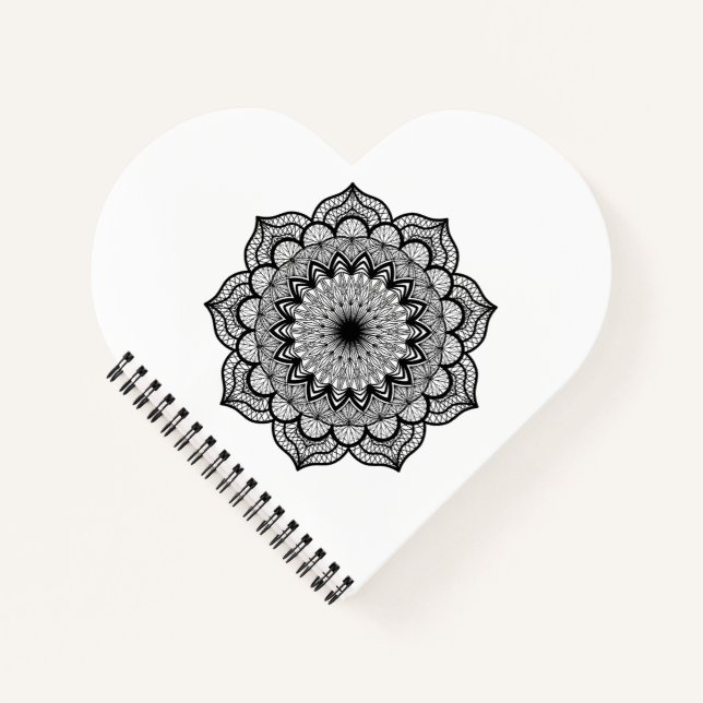 Cuaderno Mandalá Negro sobre Fondo Blanco (Anverso)