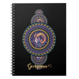 Cuaderno Mandala ornamental Aries Whimsical Personalizada