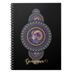 Cuaderno Mandala ornamental Aries Whimsical Personalizada