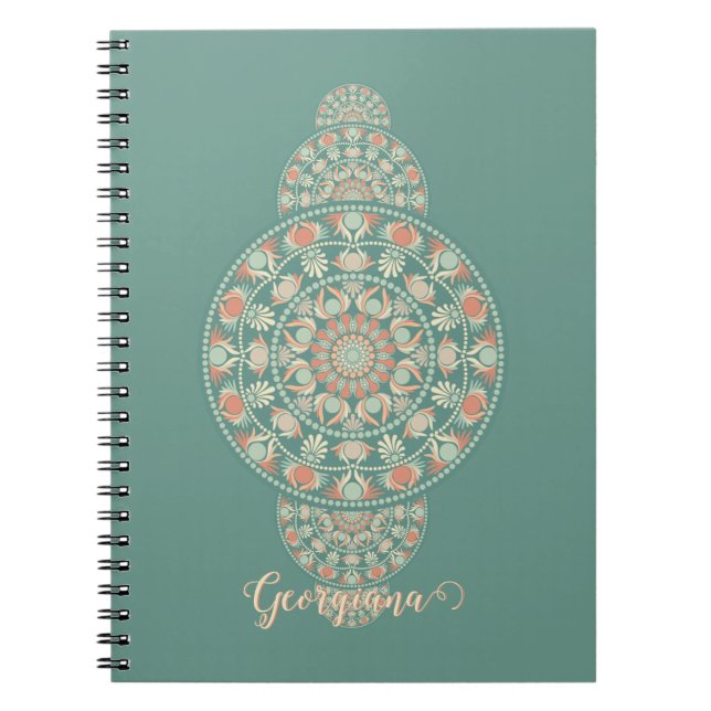 Cuaderno Mandala ornamental personalizada de sabios y arena (Frente)