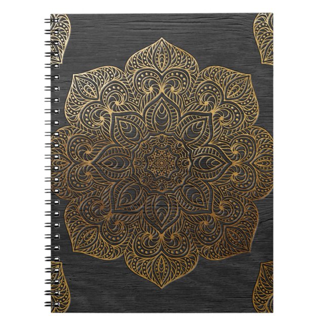 Cuaderno Mandala-oro de madera (Frente)