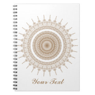 Cuaderno Mandala personalizada Boho blanco bohemio